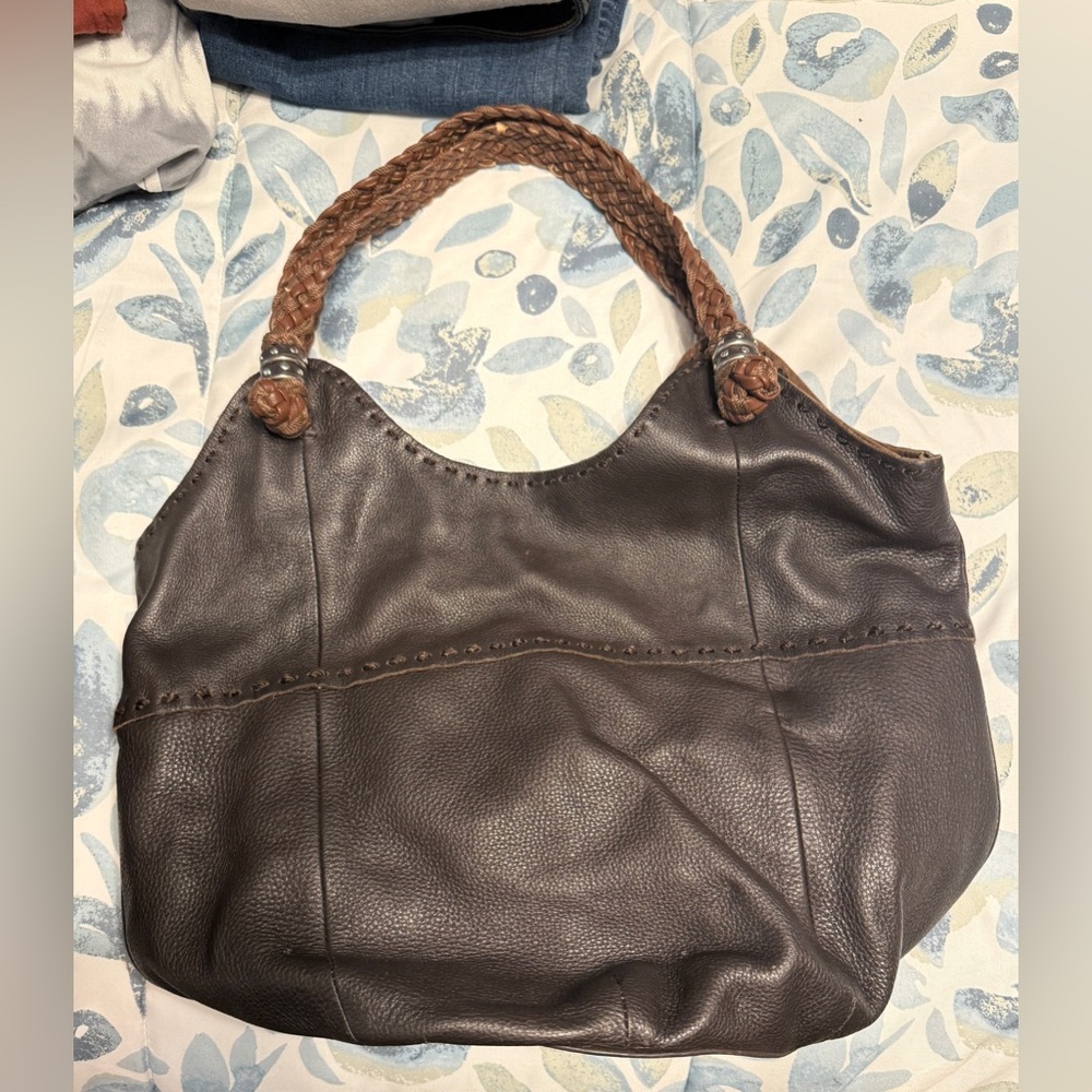 The Sak Brown Leather Hobo Bag with Braided Handle